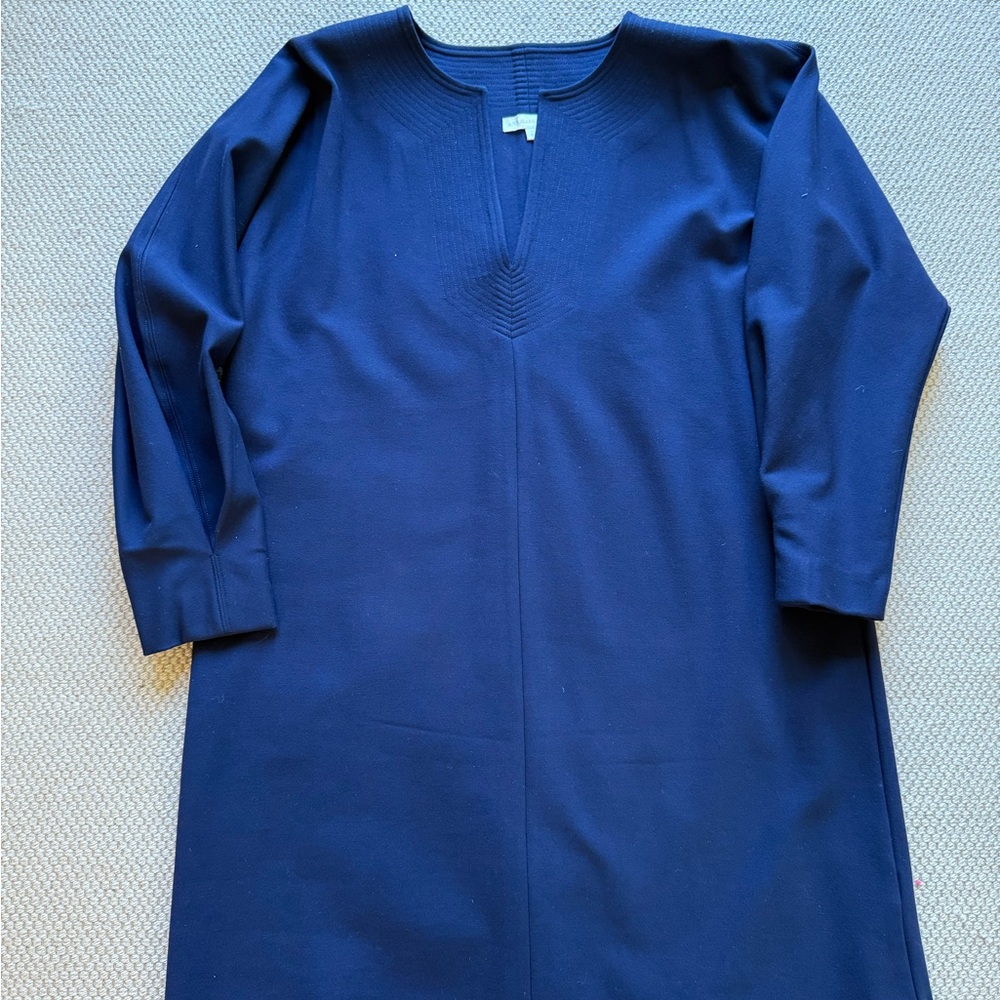 ANN MASHBURN Deep Blue Thick Rayon Dress - size small -